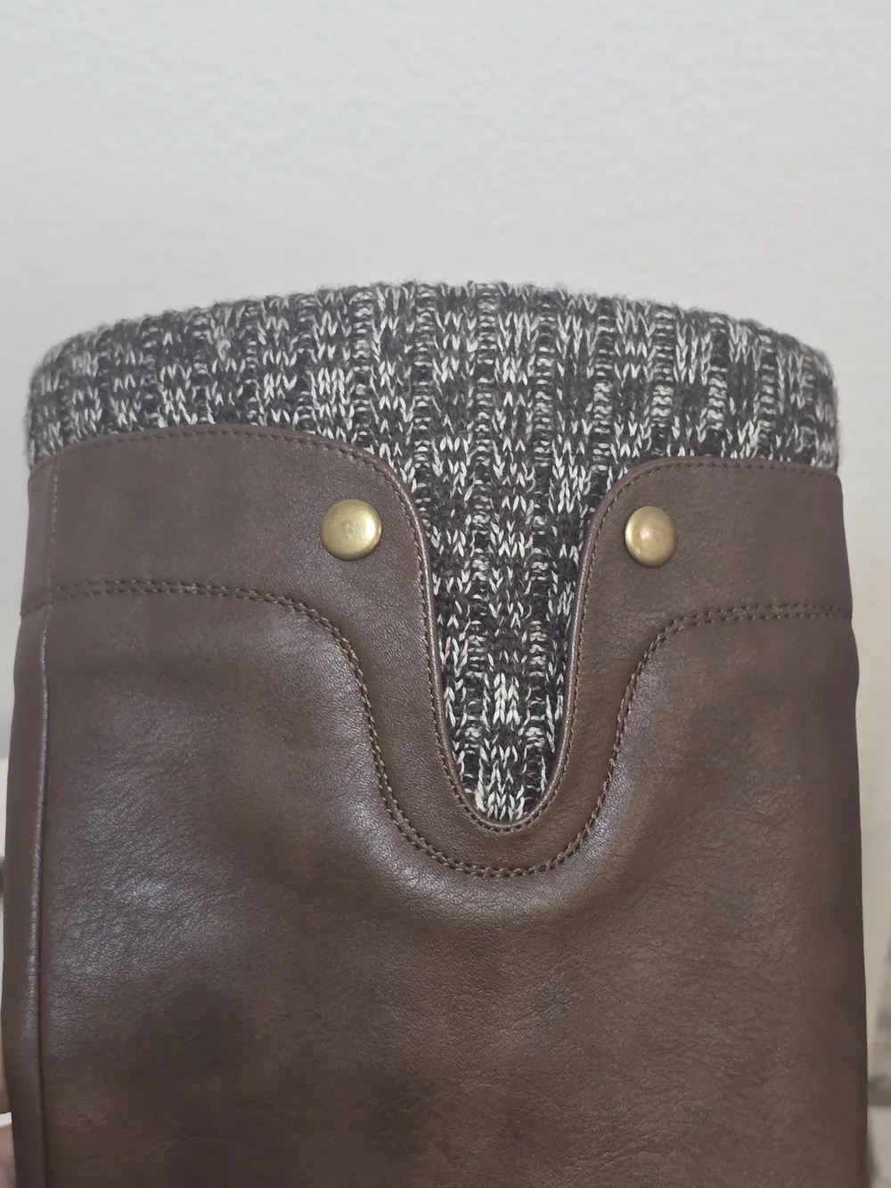 Women's Tall Brown Knit-Cuff Riding Boots